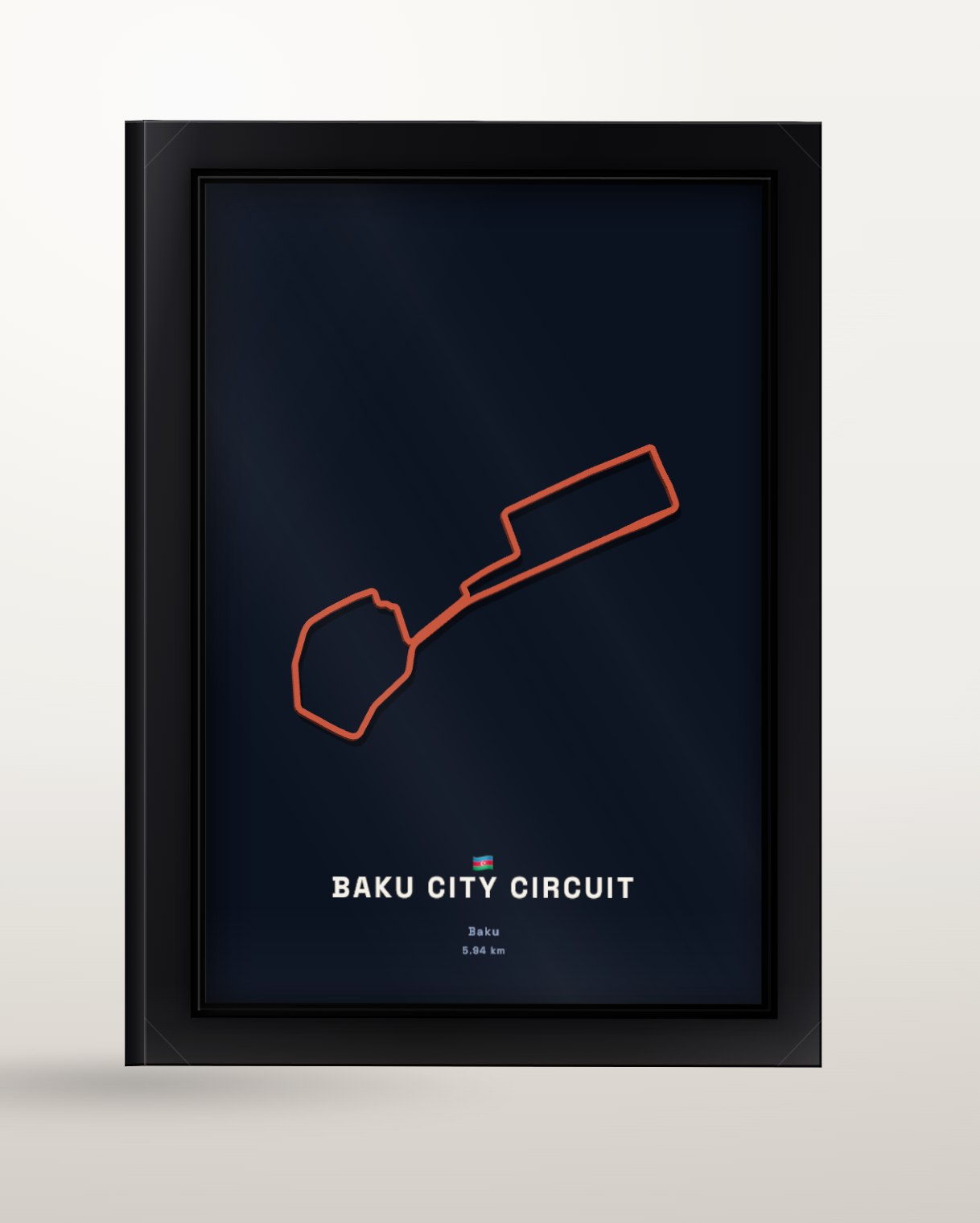 Baku City Circuit framed poster at an angle