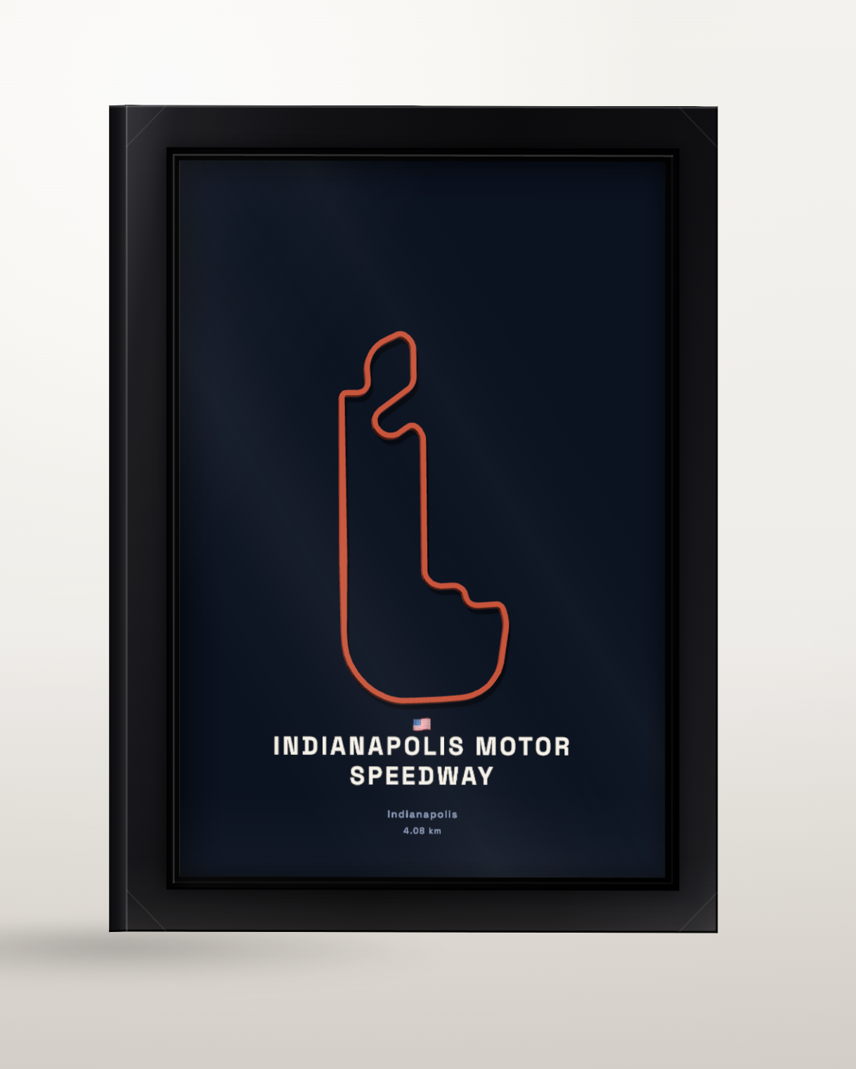 Indianapolis Motor Speedway framed poster at an angle