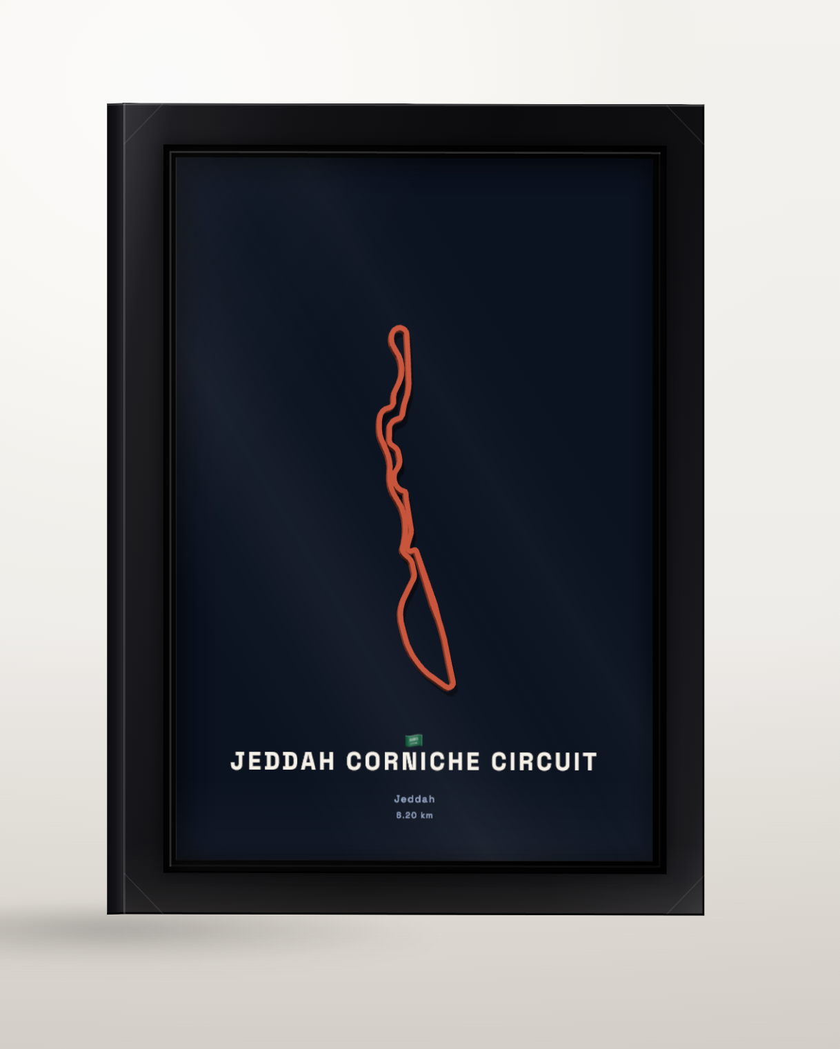 Framed Raceline print of Jeddah Corniche Circuit