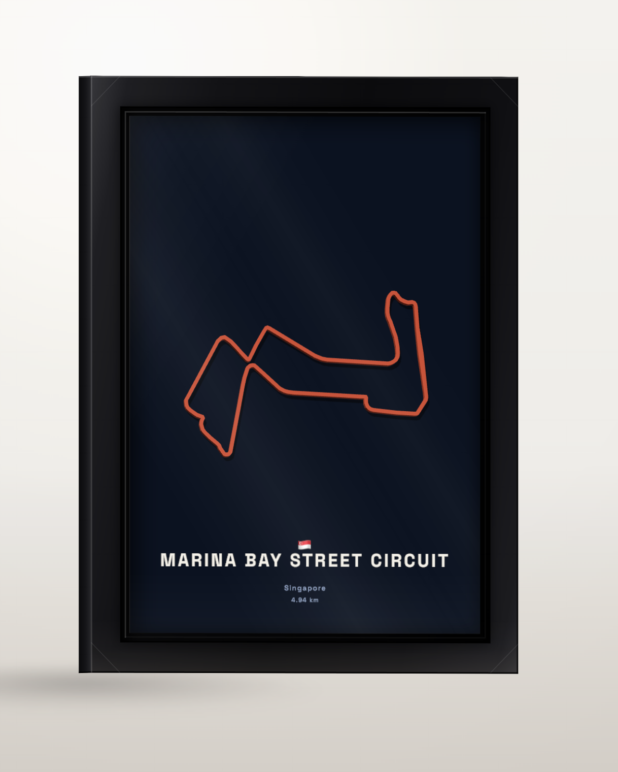 Framed Raceline print of Marina Bay Street Circuit