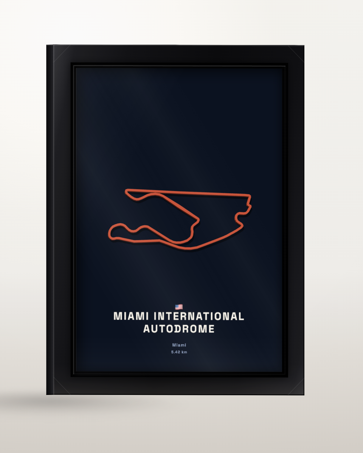 Miami International Autodrome framed poster at an angle