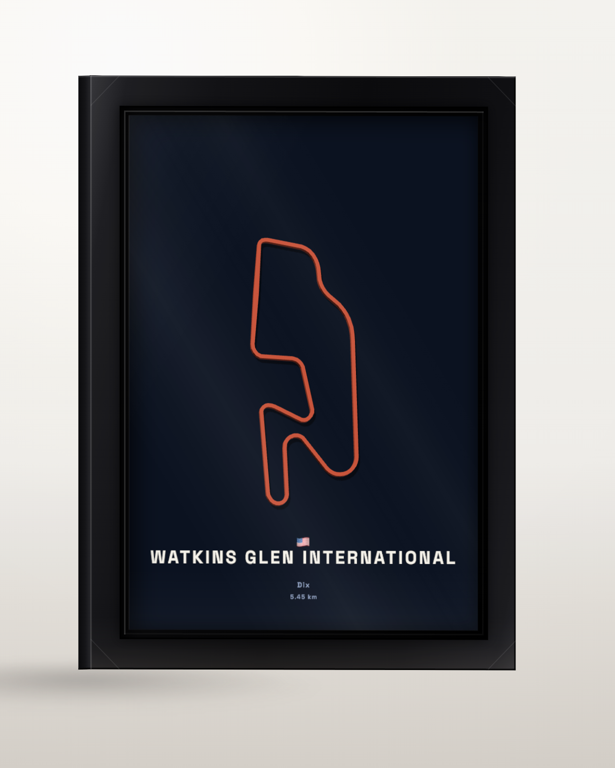 Watkins Glen International framed poster at an angle